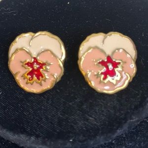 Vintage Enameled Flower Post Earrings